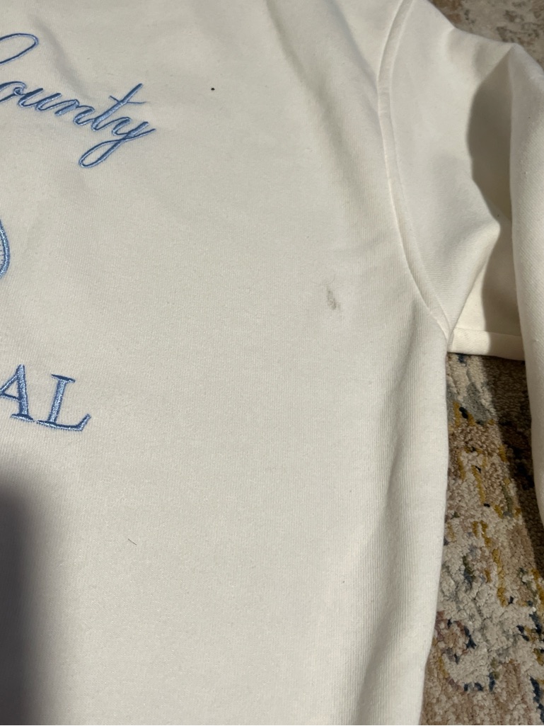 T.J.Maxx Cream And Light Blue Crewneck Sweatshirt With Graphic Back — image 3 of 4